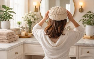 femme-bonnet-graines-lin-salle-bain