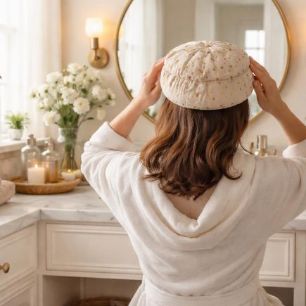 femme-bonnet-graines-lin-salle-bain