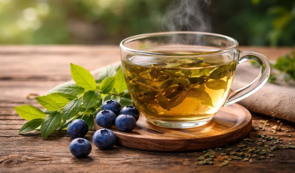 tasse-tisane-myrtilles-table-bois