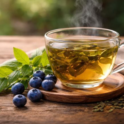 tasse-tisane-myrtilles-table-bois