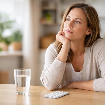 personne-reflexion-table-comprimes-verre