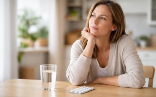 personne-reflexion-table-comprimes-verre